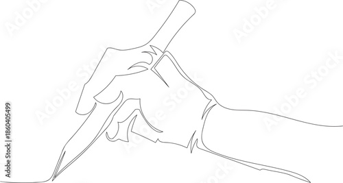 Continuous One Line Drawing of Hand Writing with Pen eps10