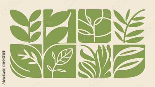 Green leaves and plants in a decorative arrangement