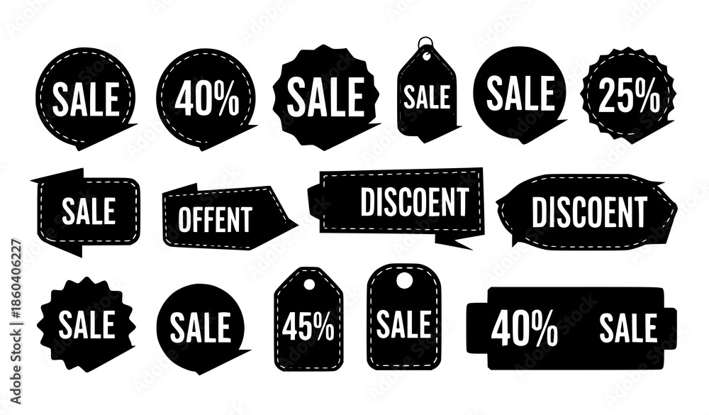 Obraz premium Promotional sale label and discount offer sticker vector set