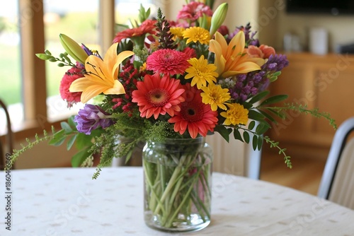 Wallpaper Mural Vibrant flower arrangement on a dining table. Torontodigital.ca