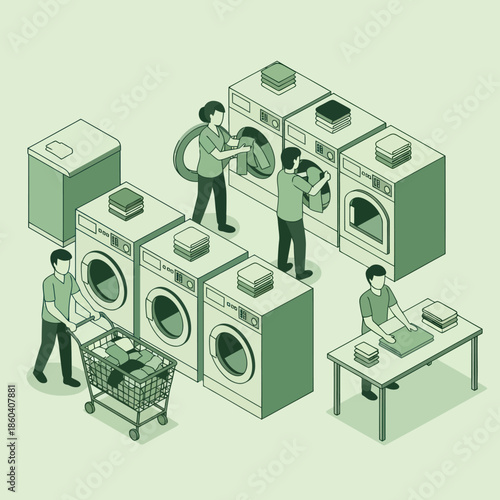 People Working with Washing Machines and Dryers.