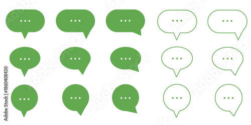 Chat speech bubble design icon set green and the price of white