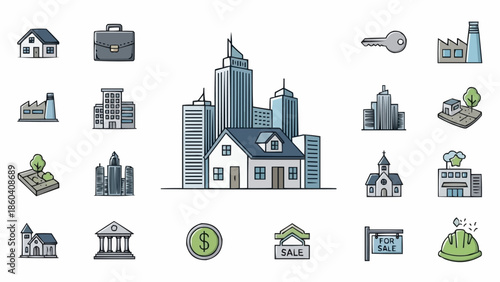 Diverse Urban Landscape - A Blend of Residential and Commercial Buildings.