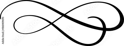 Calligraphic flourish Divider creating an infinity symbol, elegant decorative swash design element
