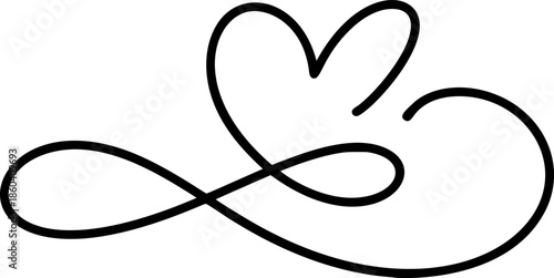Infinity Heart Swirl Valentine vector Symbol a continuous line, In Black Line Style Representing Eternal Love And Romantic Connection