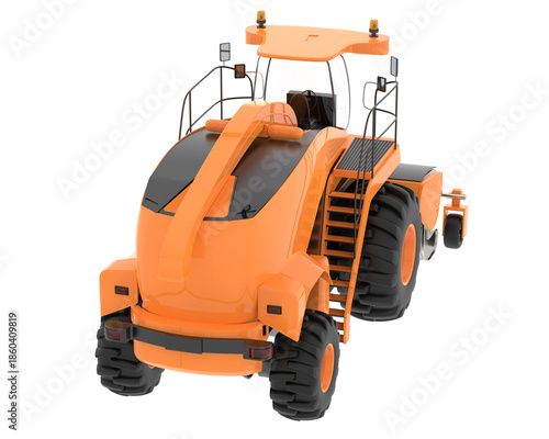 Modern red combine harvester in field high resolution transparent png photo