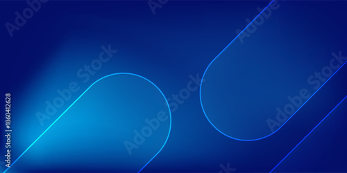 Abstract Blue Gradient Background with Neon Line Waves. Modern Trendy design in Vector Illustration