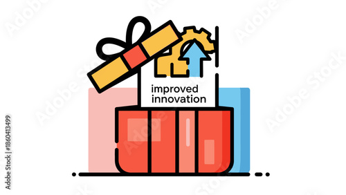 Innovation and Improvement Represented by Gift and Graph Illustration