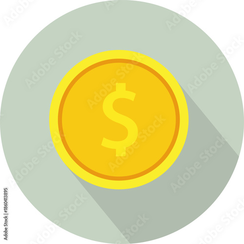 Vector Flat Icon Dollar Coin Isolated. business