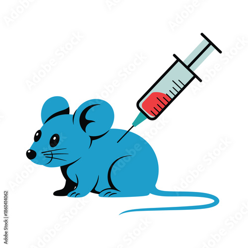 Mouse receiving a medical injection from a large laboratory.