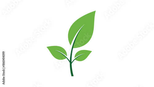 Small young plant with three vibrant green leaves growing on a thin stem symbolizing life growth and environment.