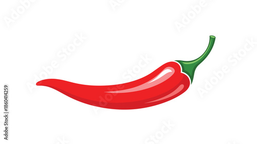 Vibrant red chili pepper illustration isolated on white background depicting spicy food and hot culinary ingredients.