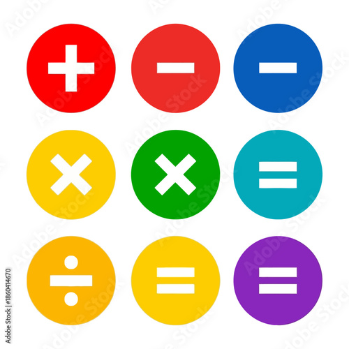Set of colorful math operation icons