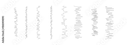 Abstract seismic wave patterns collection of vertical sound vibration lines digital audio signal frequency waves minimalist linear set for scientific data visualization and technology background