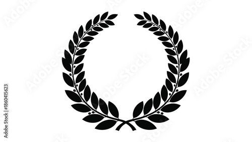 Elegant black laurel wreath silhouette vector on white silhouette vector on whit background