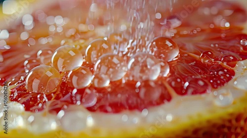 grapefruit in water drops close-up. Selective focus