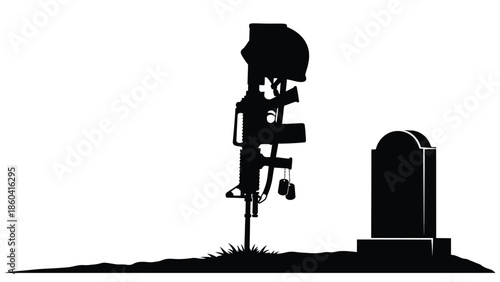 Silhouette of a child playing on a swing next silhouette vector on whit background