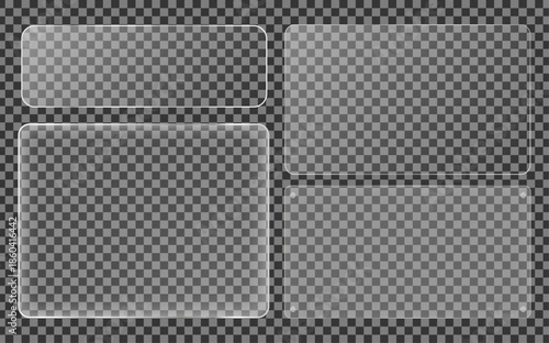 Transparent Glass Frame Set – Realistic Clear Panel Shapes for UI, App, and Web Design