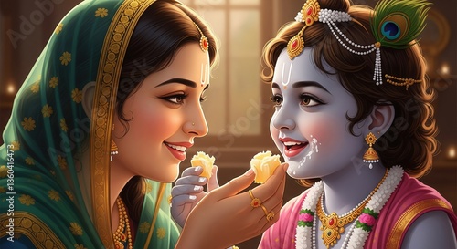 Yashoda Feeding Butter to Baby Krishna – Janmashtami Devotion