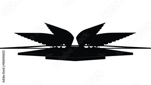 Stylish winged emblem silhouette vector on white background silhouette vector on whit background