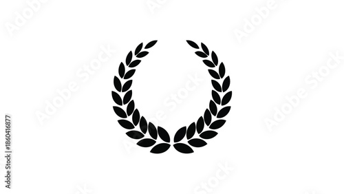 Elegant black laurel wreath symbol for achievement silhouette vector on whit background