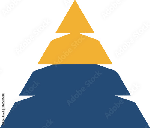 Simple graphic representation of a person or figure with a yellow hat or headpiece isolated on transparent background
