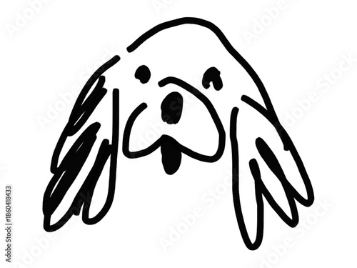 Scribble chalk or charcoal style dogs drawing. Hand drawn puppy sketches, wax crayon outline funny whimsical grunge. Top view cute puppy gog isolated on white, poster or isolated doodle stickers. 