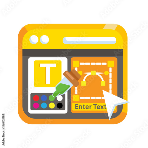 Graphic design software interface with vector editing tools vector illustration, epresenting digital graphic design, photo editing, and artistic web development.