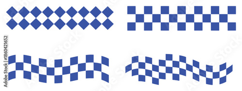 Collection of Blue and White Checkered Patterns: Straight and Wavy Designs