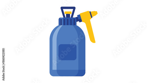 A simple illustration of a blue spray bottle with a yellow trigger