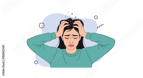 A woman experiencing significant stress and anxiety holding her head with her hands.