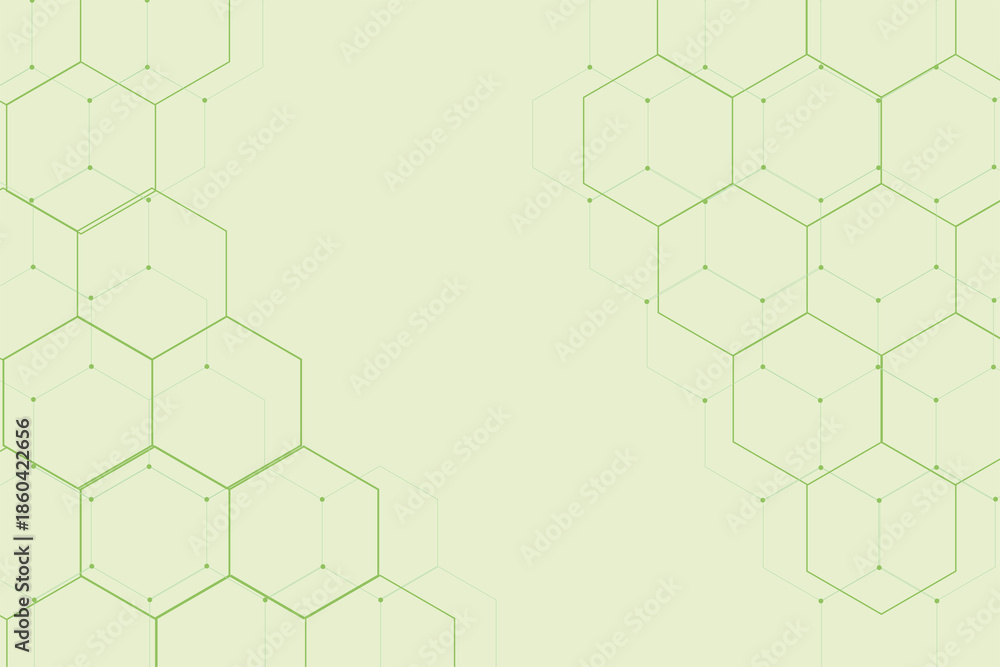 Fototapeta premium abstract honeycomb border on light green background