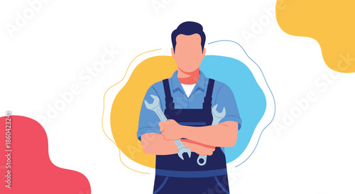 A skilled handyman with tools ready to fix and repair anything around the house.