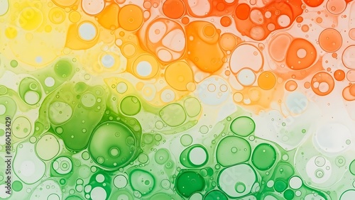 Vibrant bubbles in green orange and yellow hues