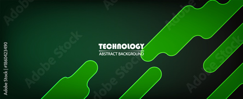 Abstract Cyberpunk Green Neon Geometric Shapes Background. Suit for banner, web, brochure, pamflet and presentation