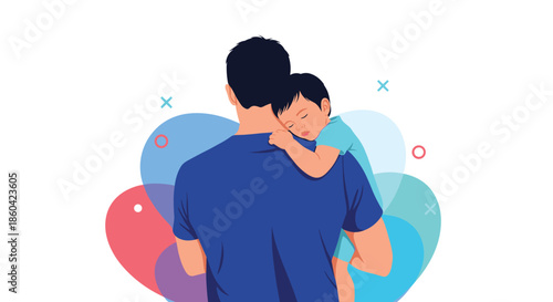 A father holds his sleeping child in his arms a symbol of love and connection.