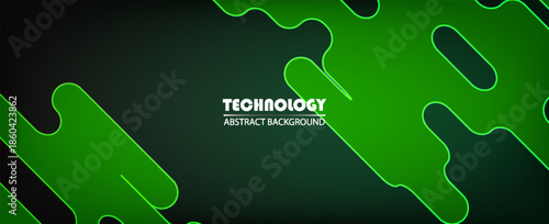 Abstract Cyberpunk Green Neon Geometric Shapes Background. Modern Trendy design in Vector Illustration