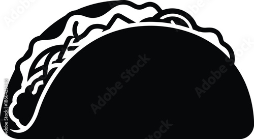 Taco with Tortilla Shell Flat Vector Illustration on White Background