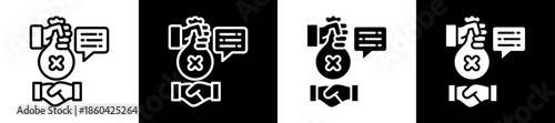 Corrupt Deal Icon Set In Black And White Filled Style Collection