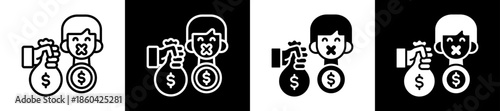 Silent Money Icon Set In Black And White Filled Style Collection