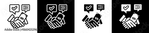 Bribery Icon Set In Black And White Filled Style Collection