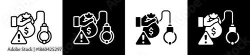 Illegal Money Icon Set In Black And White Filled Style Collection
