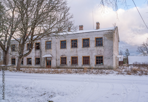 abandoned building in winter