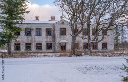 abandoned building in winter