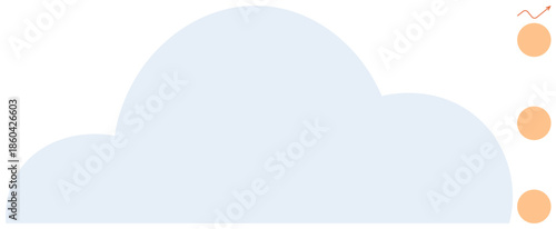 Large blue cloud with three orange circles aligned vertically to the right, illustrating networking, data management, or cloud computing. Ideal for technology, internet, online storage