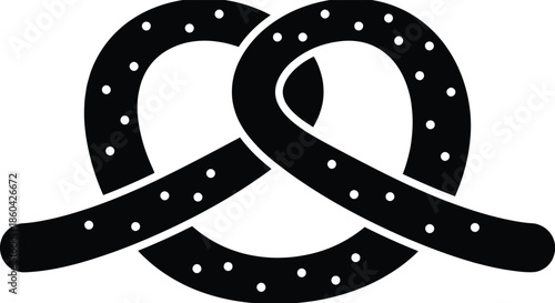 Isolated Pretzel Silhouette Vector Illustration on White Background