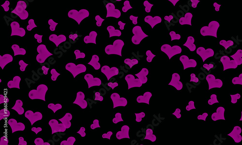 Vibrant magenta hearts scattered randomly on a dark background create a festive atmosphere perfect for valentine's day or anniversary celebrations with a whimsical touch.