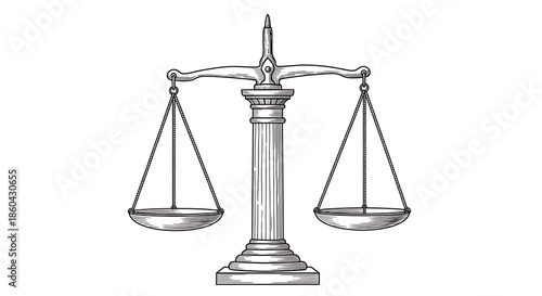 Justice Symbol - A Detailed Illustration of Scales.