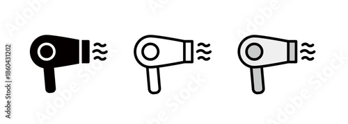 Simple hair dryer icon, logo representing styling hair