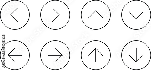 Arrow direction icons set, minimal outline navigation symbols, UI design
